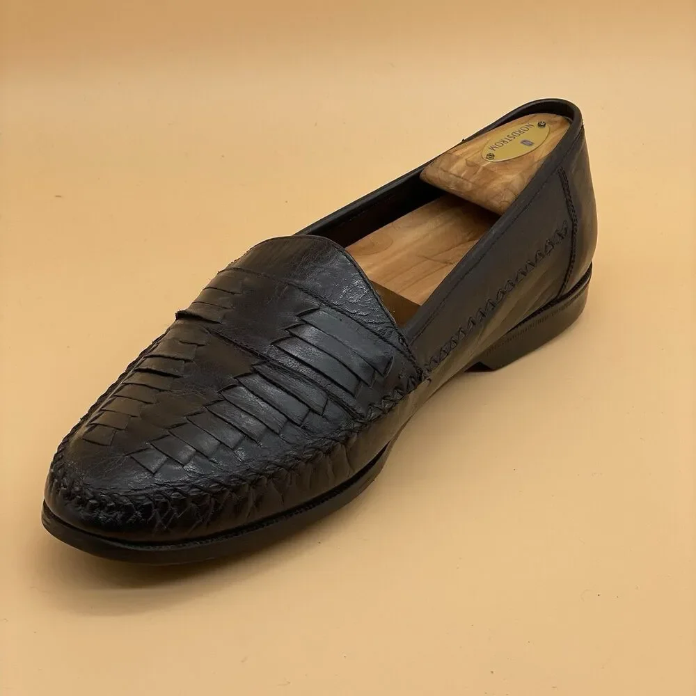 Deer Stags Palermo Leather Loafers Men's Size 10.5 M Black Weave Comfort Arch